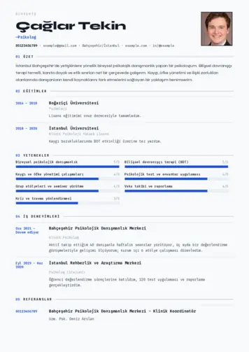 Psikolog CV Örnekleri cv indir